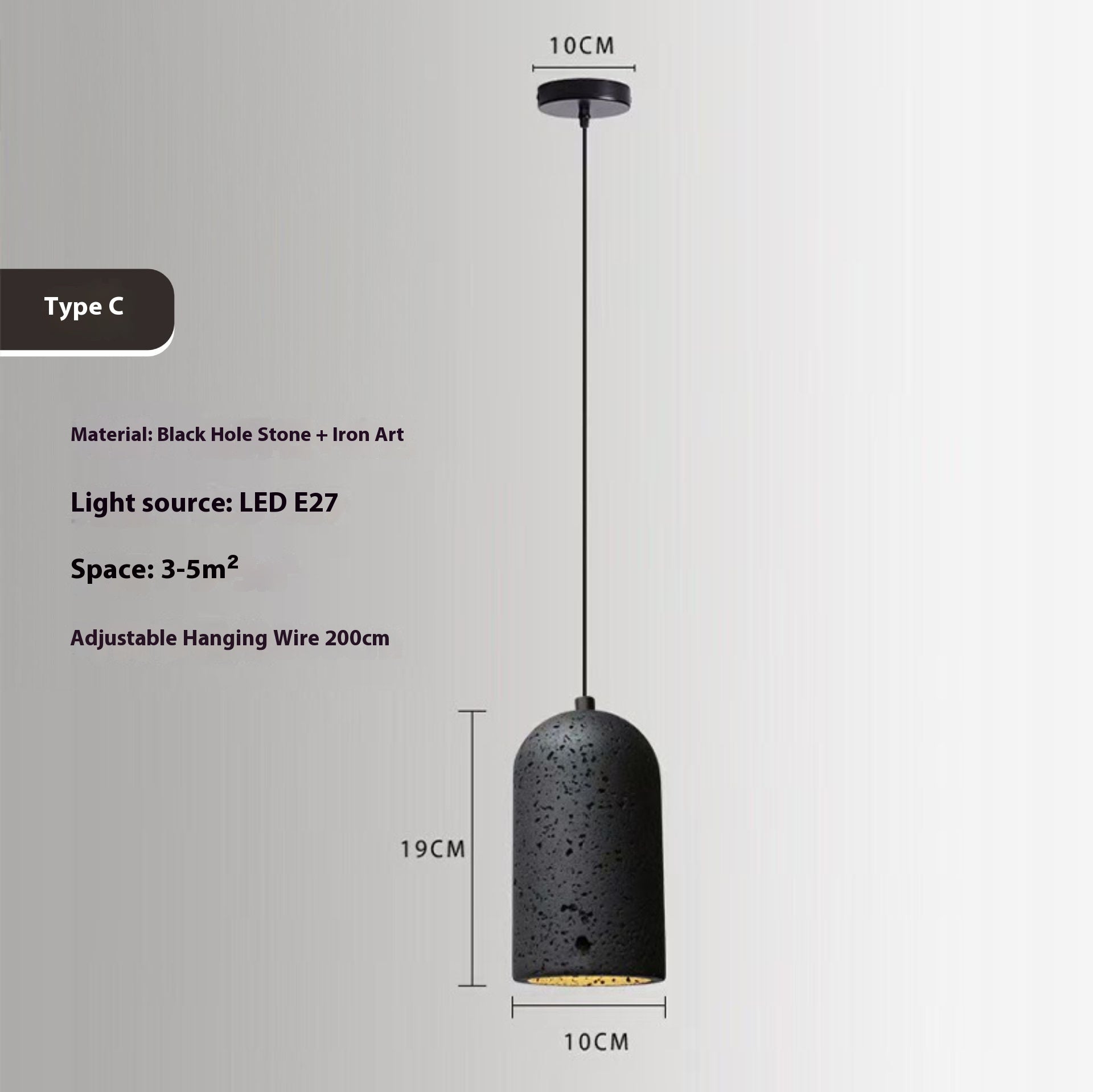 Black Cave Stone Restaurant Aisle Bedside Creative Terrazzo Chandelier - globaltradeleader