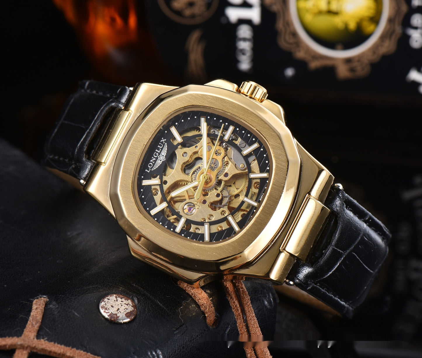 Barrel-shaped Leather Belt Men's Waterproof Mechanical Watch - globaltradeleader