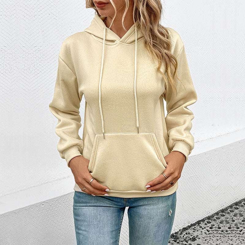 Cross-border Long Sleeve Solid Color Hoodie - globaltradeleader