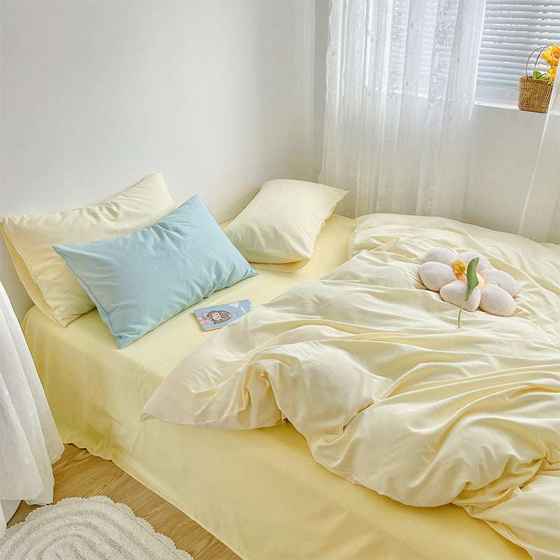 Washed Cotton Four-piece Japanese Plaid Set