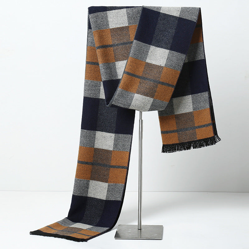 Simple Plaid Warm Keeping Artificial Cashmere Scarf - globaltradeleader