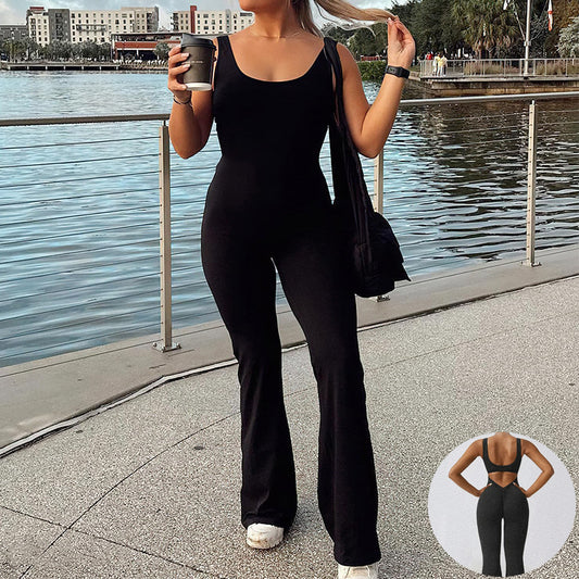 Slim Fit Hip Raise Jumpsuit Sexy Backless Exercise Yoga Clothes - globaltradeleader