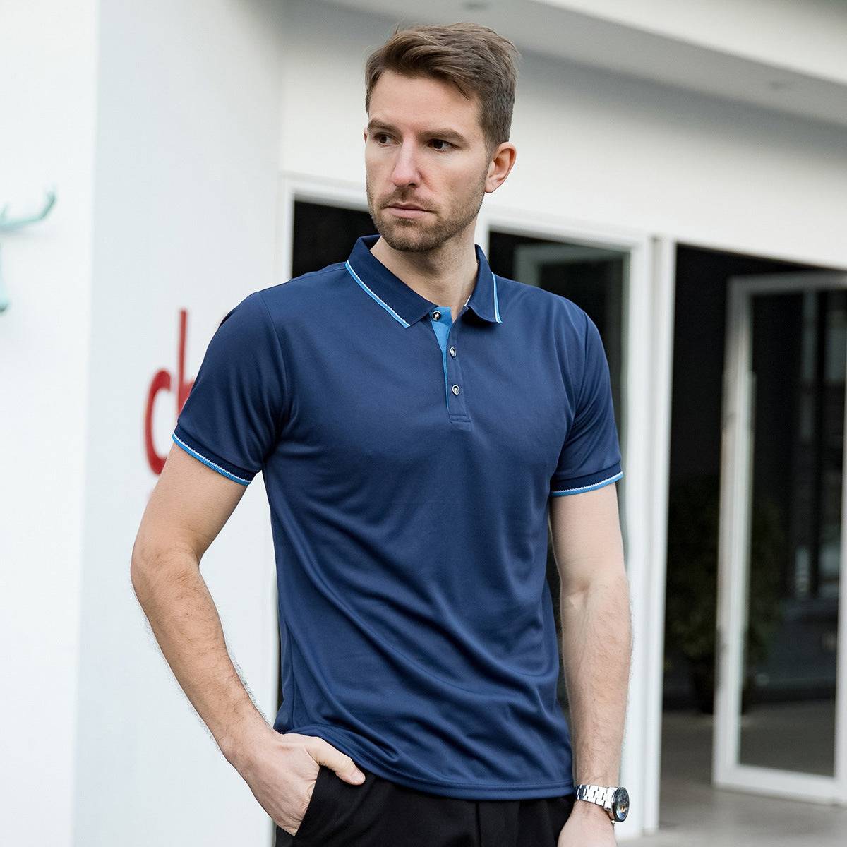 Polo Shirt Men's Thin Lapels Short Sleeve Shirt T-shirt - globaltradeleader