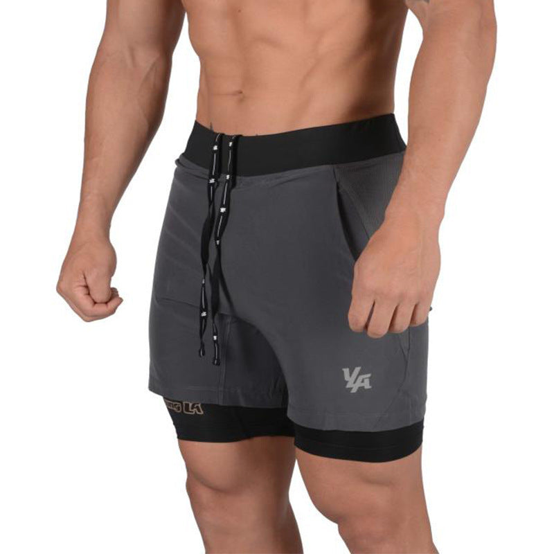New Running Shorts Summer Men's Gym Fitness Bodybuilding Training Quick-drying Shorts Men's Jogging Running Sports 2-in-1 Shorts - globaltradeleader