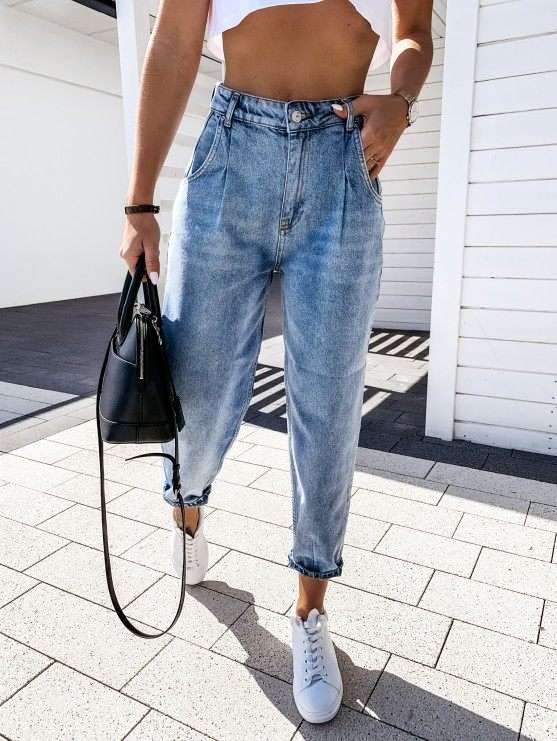 Ladies casual fashion all-match loose jeans