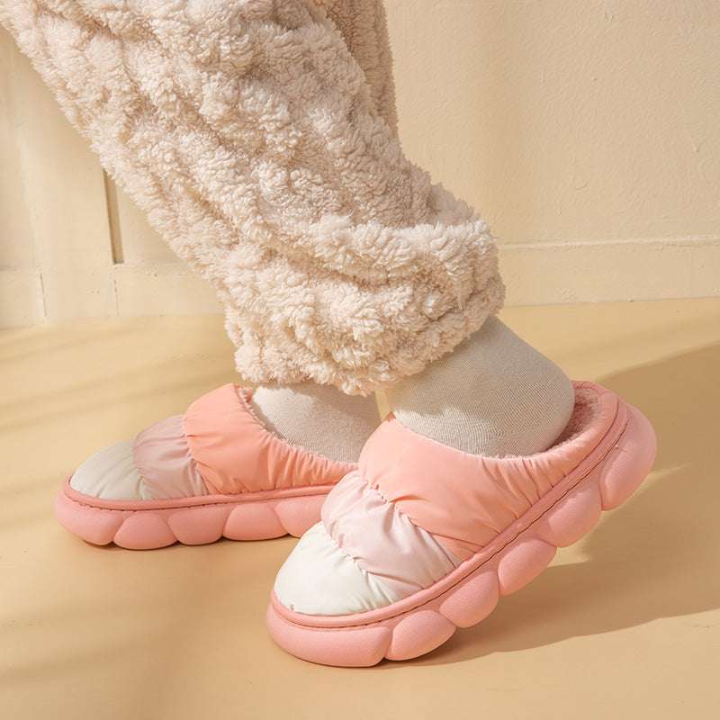 Gradient Slippers Plush Winter Shoes Women House Bedroom Slippers - globaltradeleader