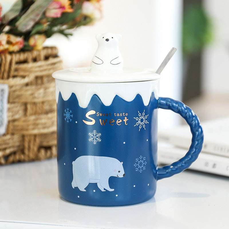 Cartoon Polar Bear Christmas Ceramic Water Cup