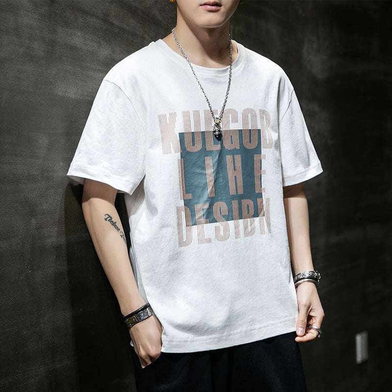 Letter printed men's short sleeve T-shirt - globaltradeleader