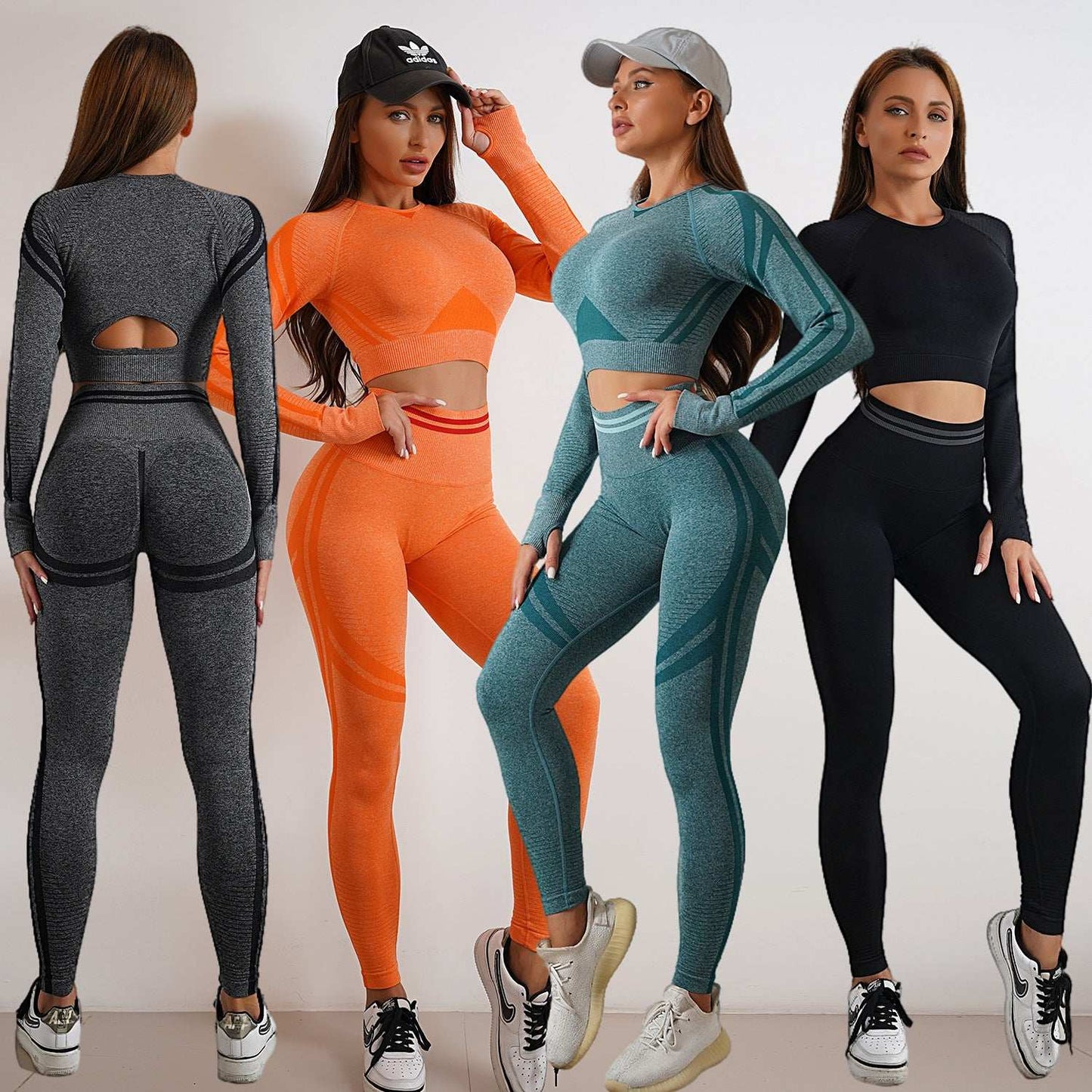Seamless Yoga Pants Sports Gym Fitness Leggings Or Long Sleeve Tops Outfits Butt Lifting Slim Workout Sportswear Clothing - globaltradeleader