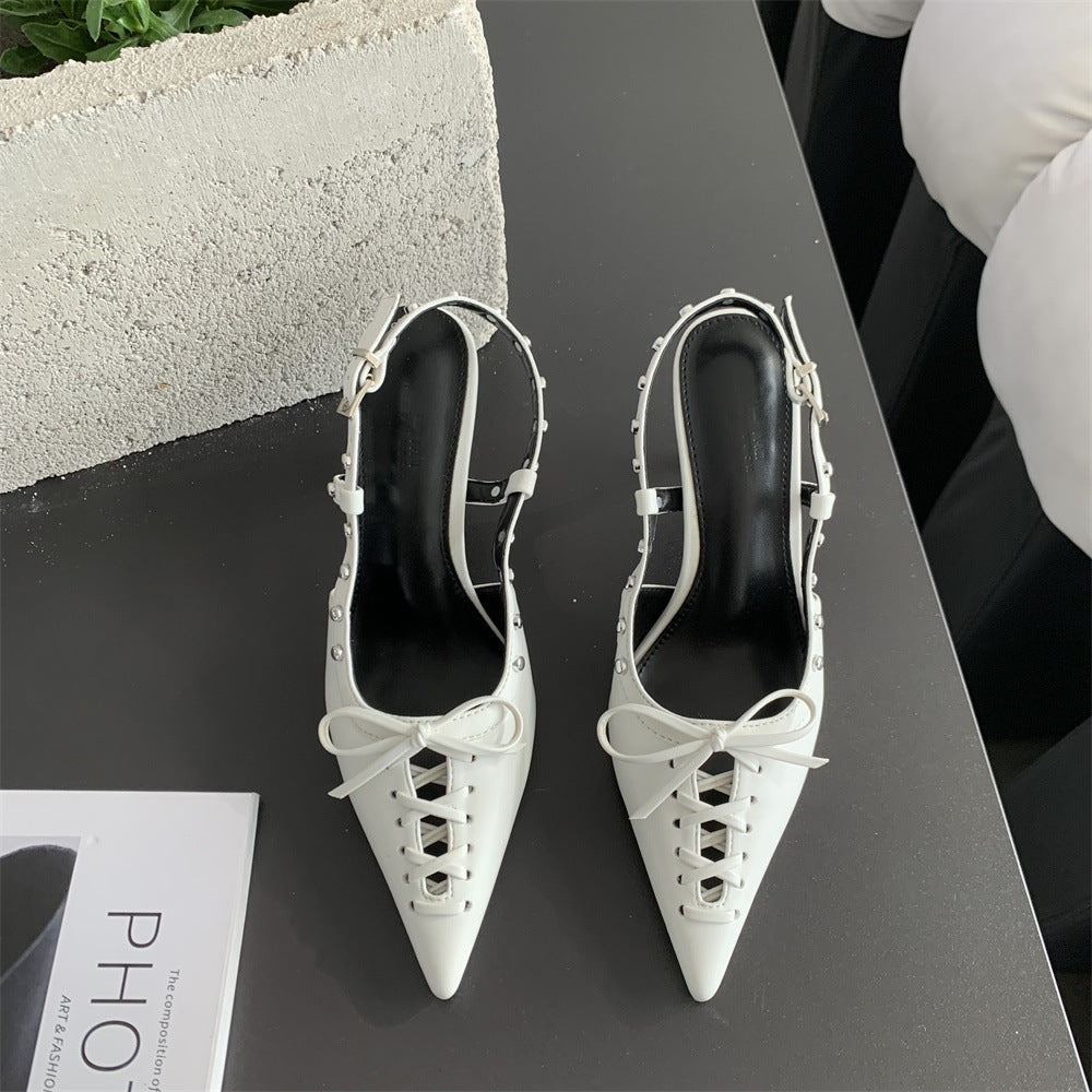 Pointed Stiletto Low-cut Fashion Front Strap Slingback Sandals - globaltradeleader