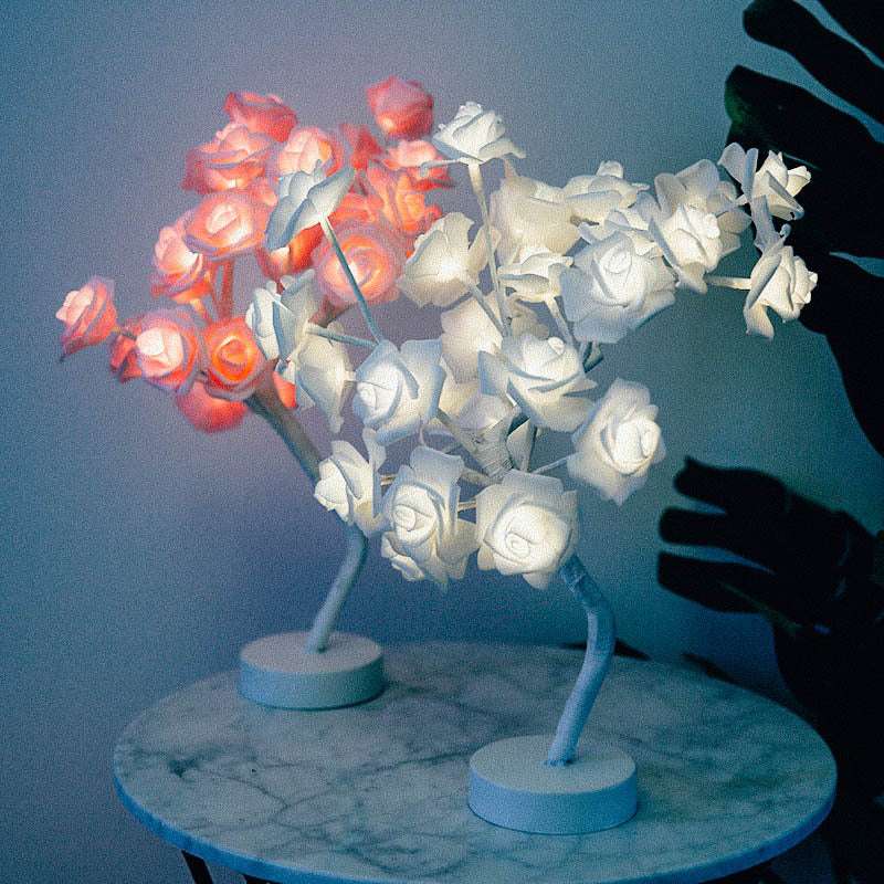 Rose Flower Lamp USB Battery Operated LED Table Lamp Bonsai Tree Night Lights Garland Bedroom Decoration Lights Home Decor - globaltradeleader