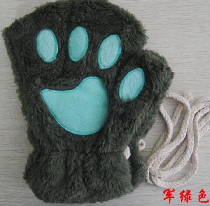 Winter Lovely Half Cover Paw Bear Cat Claw Gloves Short Finger - globaltradeleader