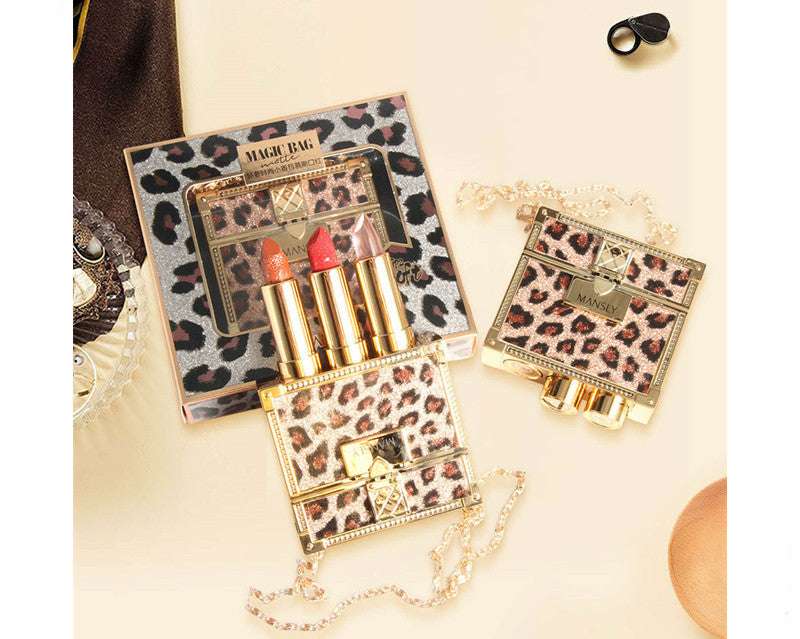 Fashion Small Sachet Mousse Lipstick Leopard Print Chain With Small