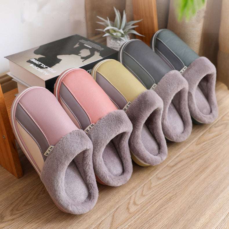 Waterproof Slippers Plush Winter Shoes Home Non-slip Bedroom Slippers Women - globaltradeleader