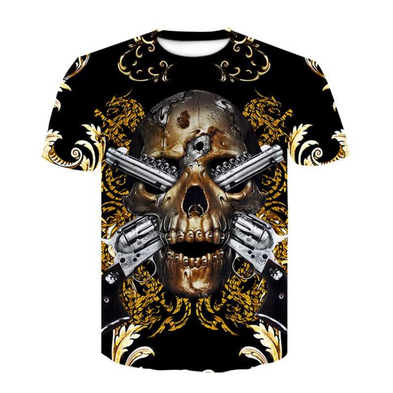 Hip Hop Skull Pattern 3D Printed Short Sleeve Men
