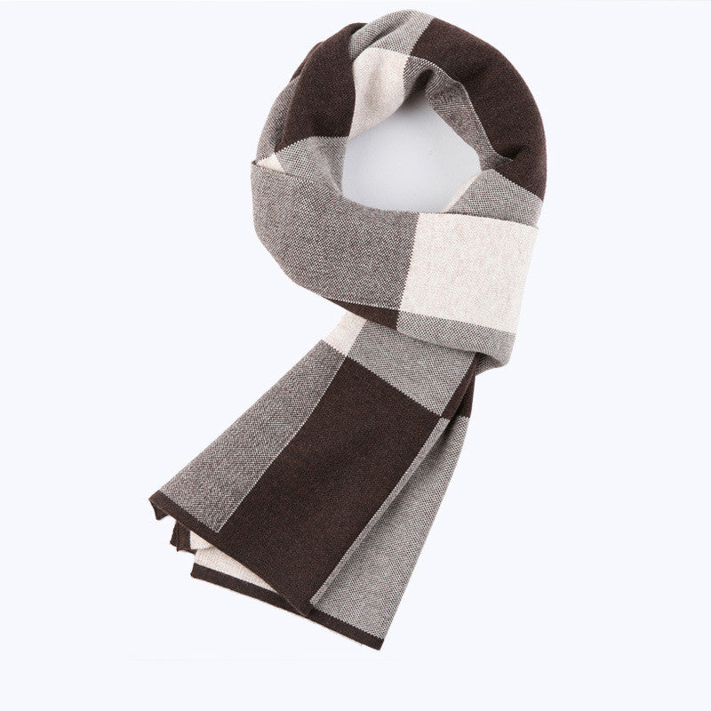 Men's Fashion Casual Plaid Warm Wool Scarf