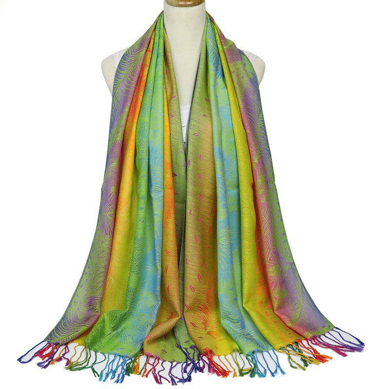 Gradient warm vintage jacquard scarf