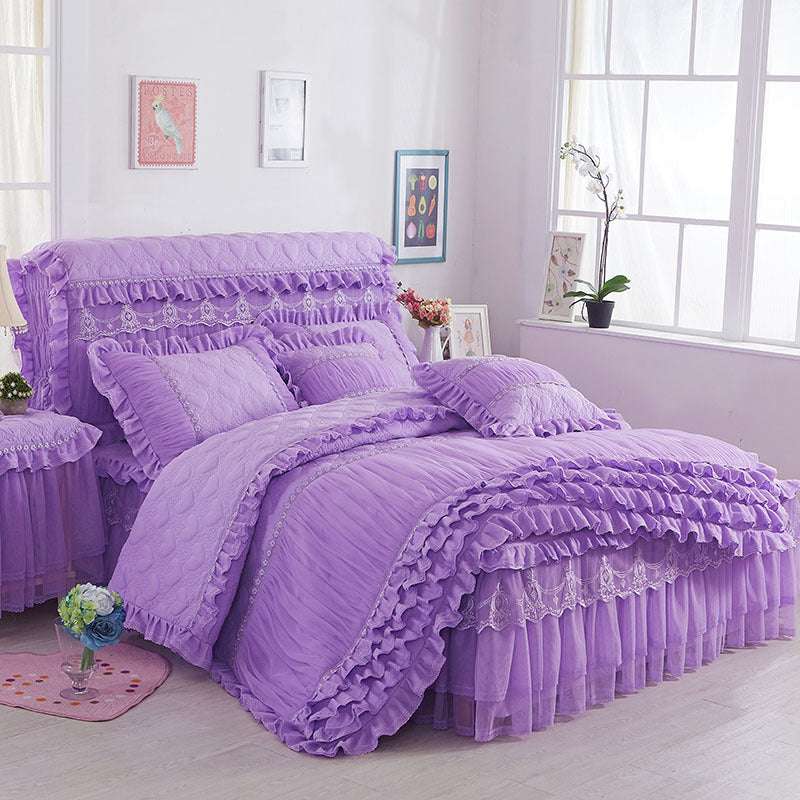 Korean Style Lace Quilted Padded Bedspread - globaltradeleader