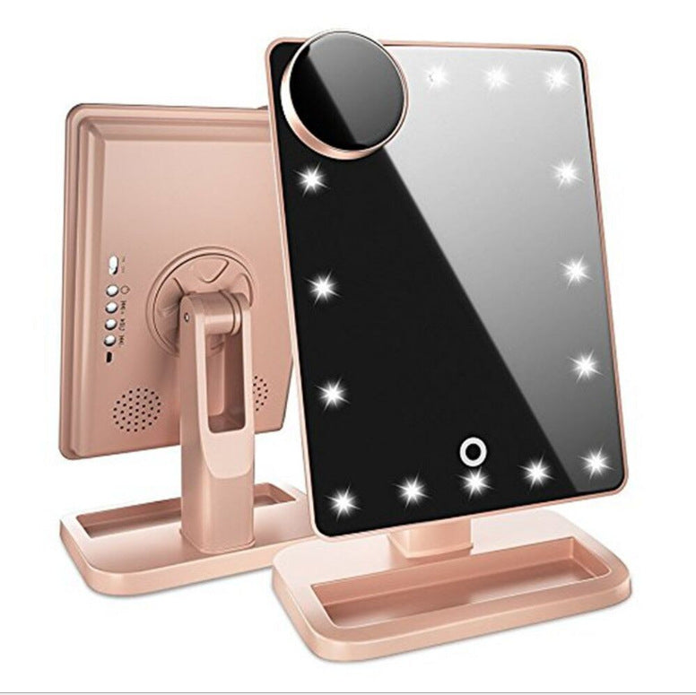Touch Screen Makeup Mirror With 20 LED Light Bluetooth Music Speaker 10X Magnifying Mirrors Lights - globaltradeleader