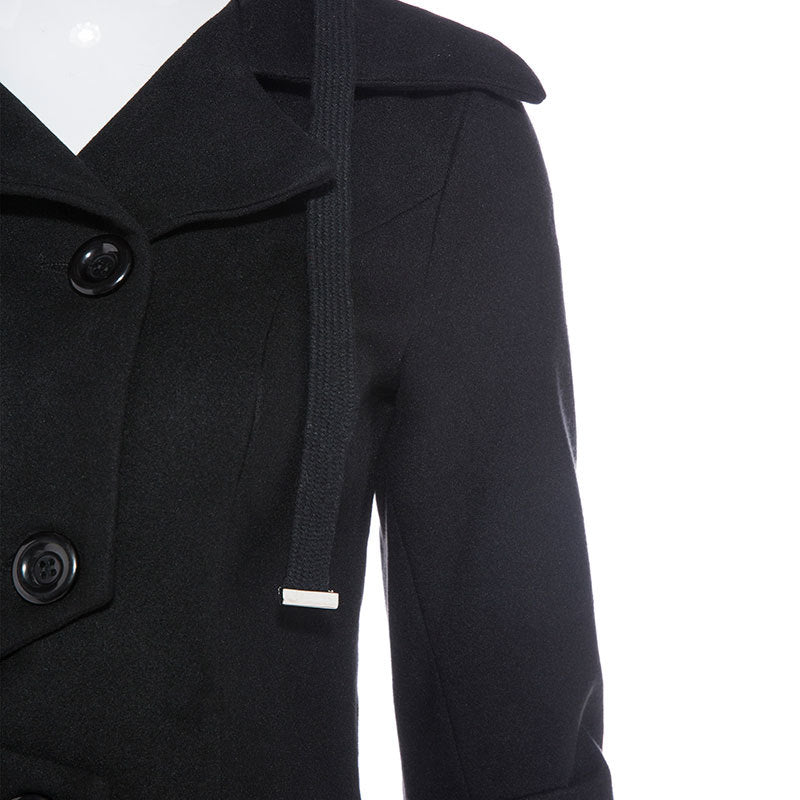 Asymmetric Black Coat Stand Collar Long Sleeve - globaltradeleader
