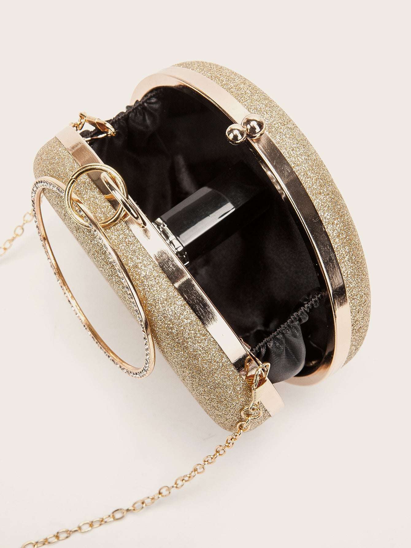 Diamondencrusted Handheld Round Box Bag Chain Evening