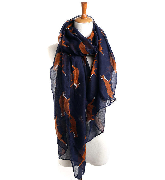 Fall Winter Fashion Korean Style Voile Animal Pattern Fox Scarf