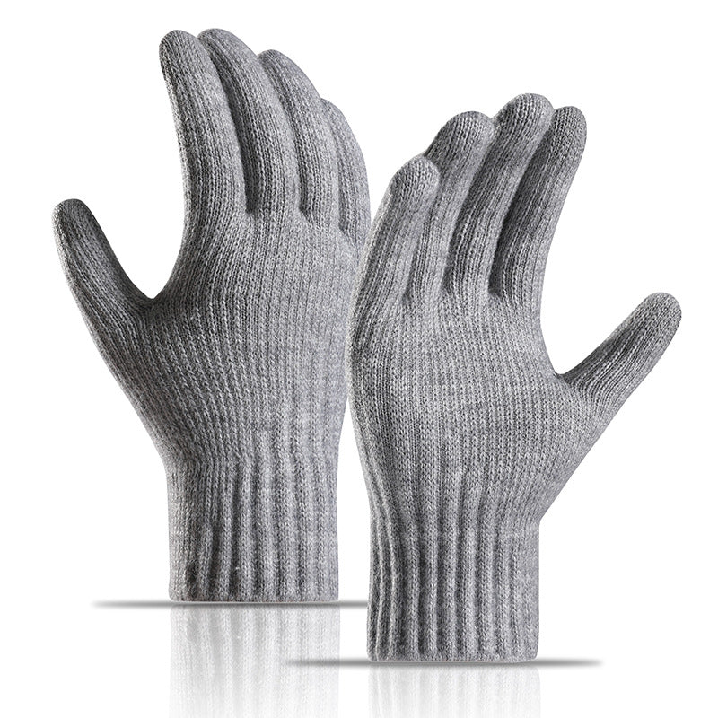 Winter Fleece Lined Padded Warm Keeping Knitted Gloves For Women