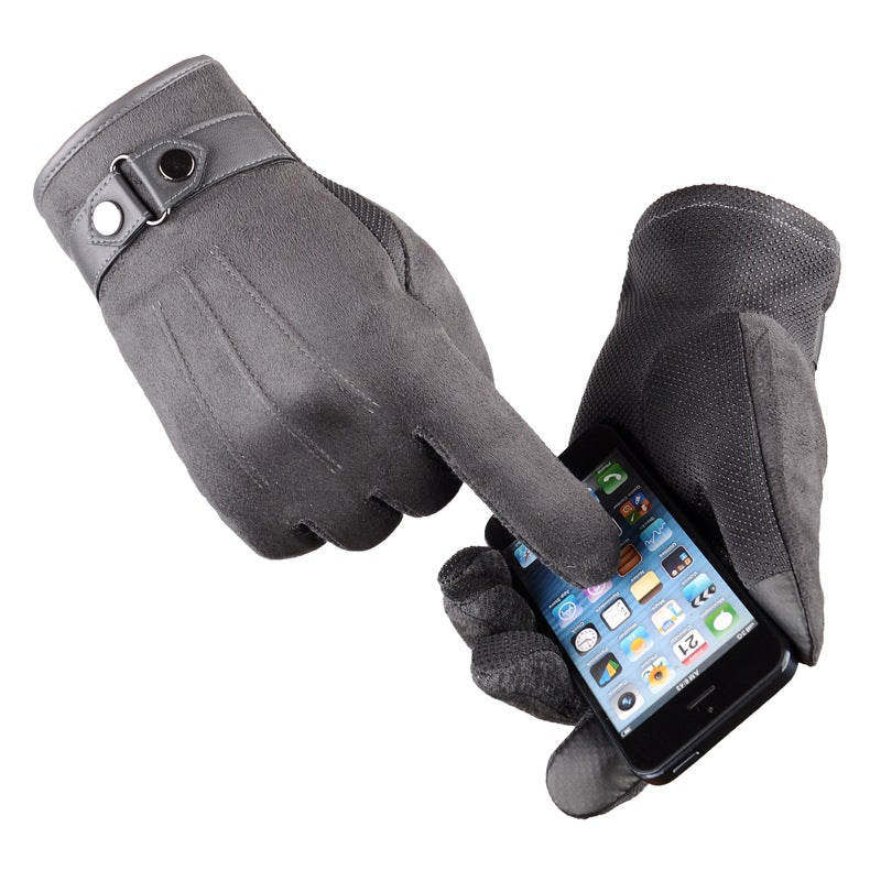 Winter and autumn touch screen gloves men plus velvet warm thick driving cycling cycling casual cotton gloves