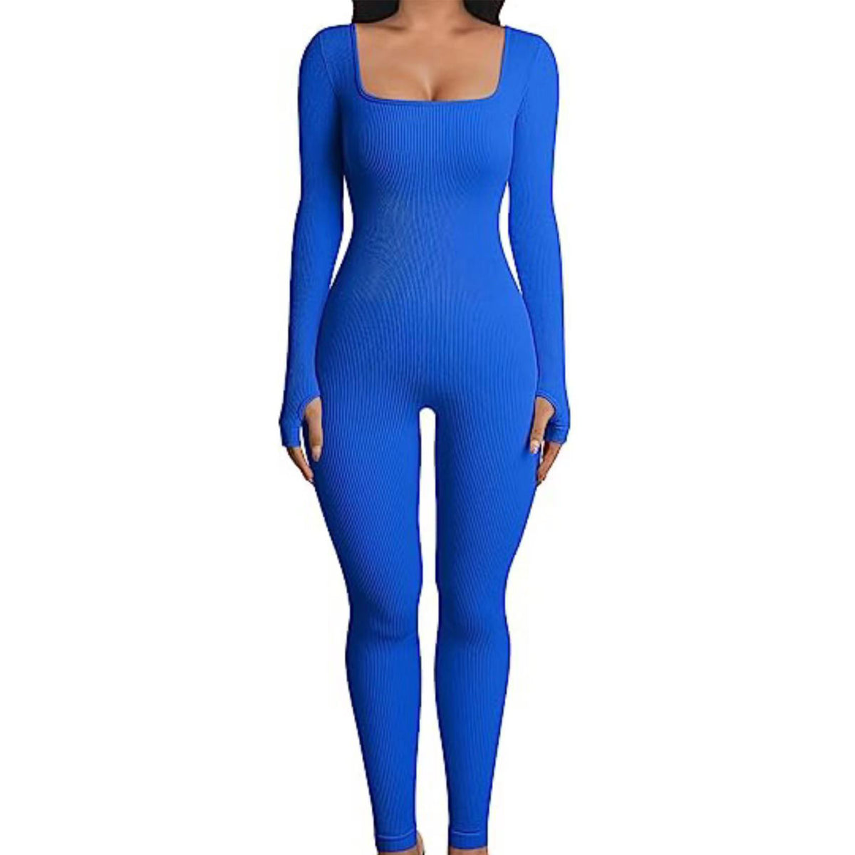 Fall Winter Hot-selling Women's Clothing Long Sleeve Jumpsuit Yoga Sexy One-piece Square Collar Sportwear - globaltradeleader