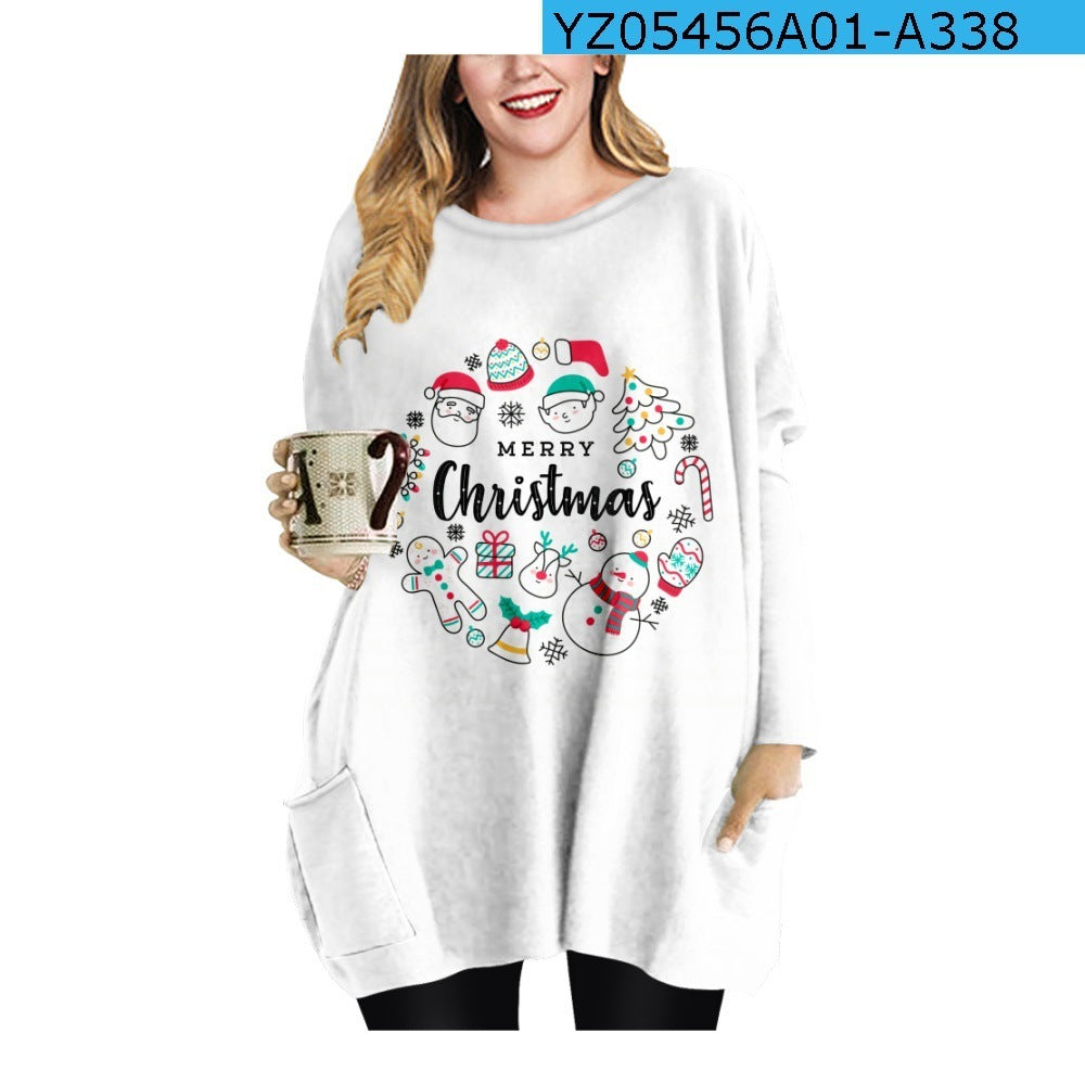 Long Christmas Snowflake Element Round Neck Dress - globaltradeleader