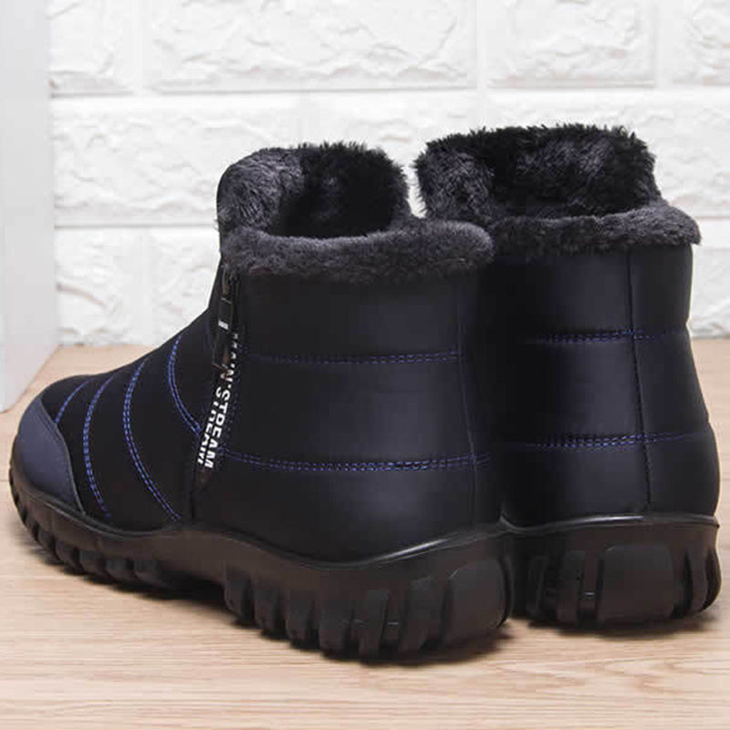 Winter Boots For Men Waterproof Warm Shoes With Plush Zipper Design - globaltradeleader