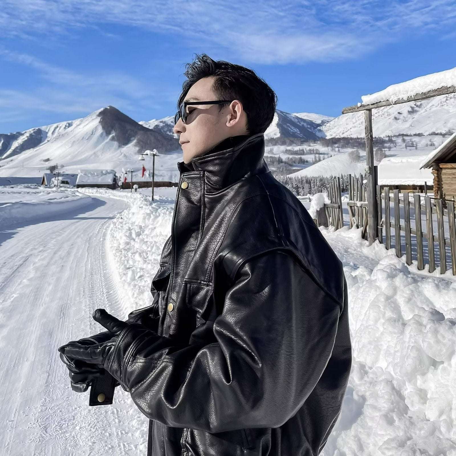 Lapel Casual Handsome Loose Motorcycle Leather Jacket Coat - globaltradeleader