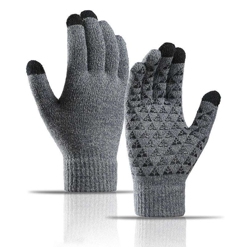 Winter Knitted Gloves For Men And Women Warm Cycling Anti-Cold Anti-Slip Triangular Offset Warm Gloves - globaltradeleader