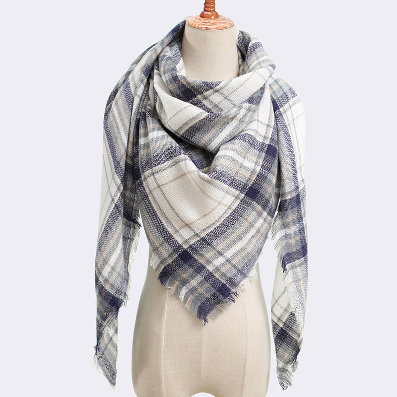 Autumn And Winter Artificial Cashmere Scarf High Density Triangular Binder Couple Plaid Scarf Warm Shawl