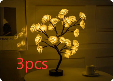 Rose Flower Lamp USB Battery Operated LED Table Lamp Bonsai Tree Night Lights Garland Bedroom Decoration Lights Home Decor - globaltradeleader