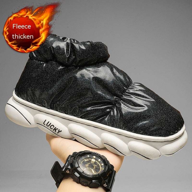 Cotton Slippers Men Can Wear Outside In Winter Plus Velvet Warm Shoes - globaltradeleader