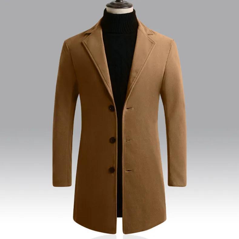Autumn And Winter Woolen Trench Coat Men - globaltradeleader