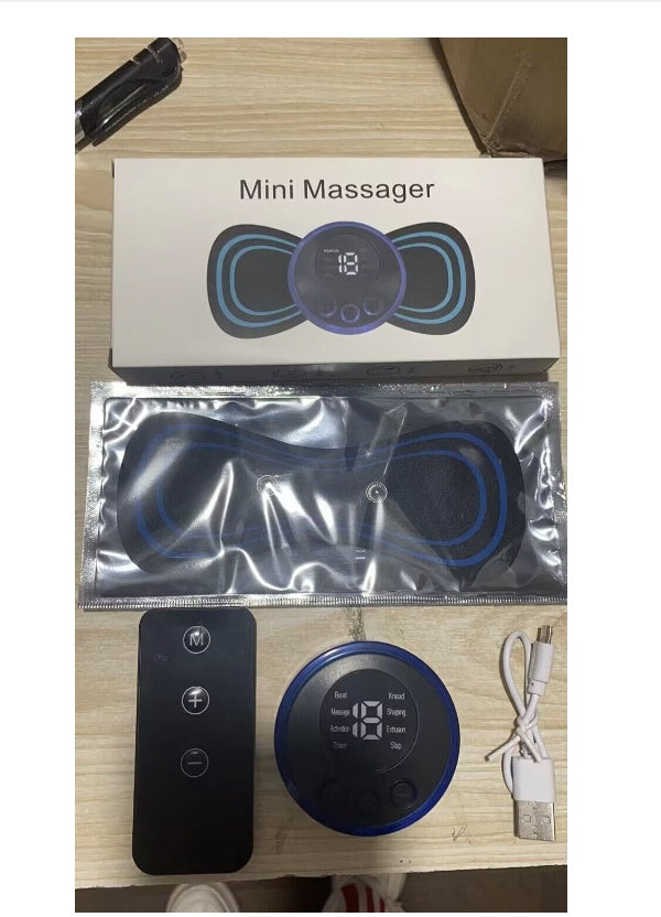 Mini Massage Pad Smart LCD Display Electrotherapy Massager Cervical Spine Waist Back Butterfly Instrument Pocket - globaltradeleader