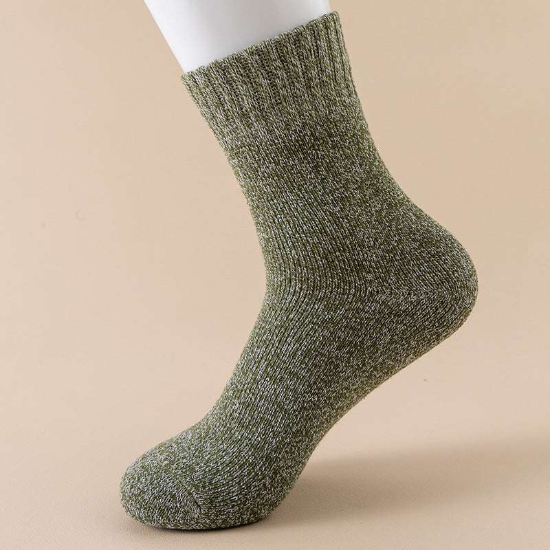 Autumn And Winter Fleece Lined Padded Warm Keeping Mid-calf Solid Color Socks - globaltradeleader