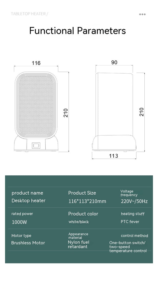 Household Small High-power Warm Air Blower PTC Heater - globaltradeleader