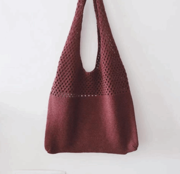 Simple Vintage Cutout Knit Tote Bag
