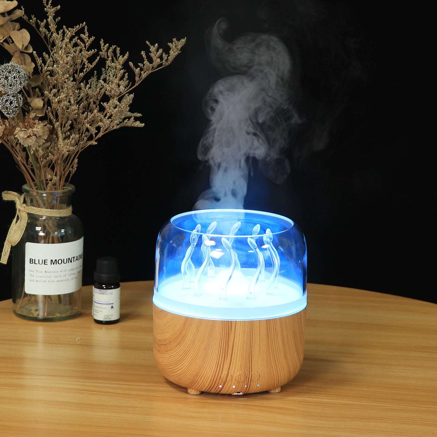 Wood Grain Rotating Dynamic Spray Jellyfish Ambience Light - globaltradeleader