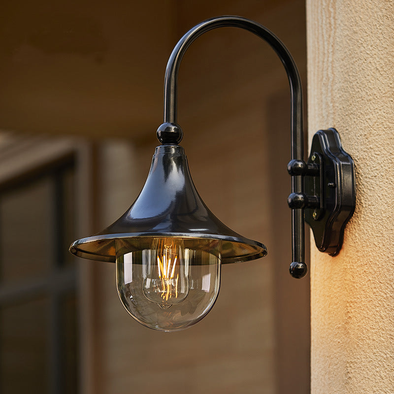 Outdoor Wall Lamp Horn Wall Lamp Outdoor Gate Lamp Stairs Pastoral Aluminum Balcony Exposed Table Lamp - globaltradeleader