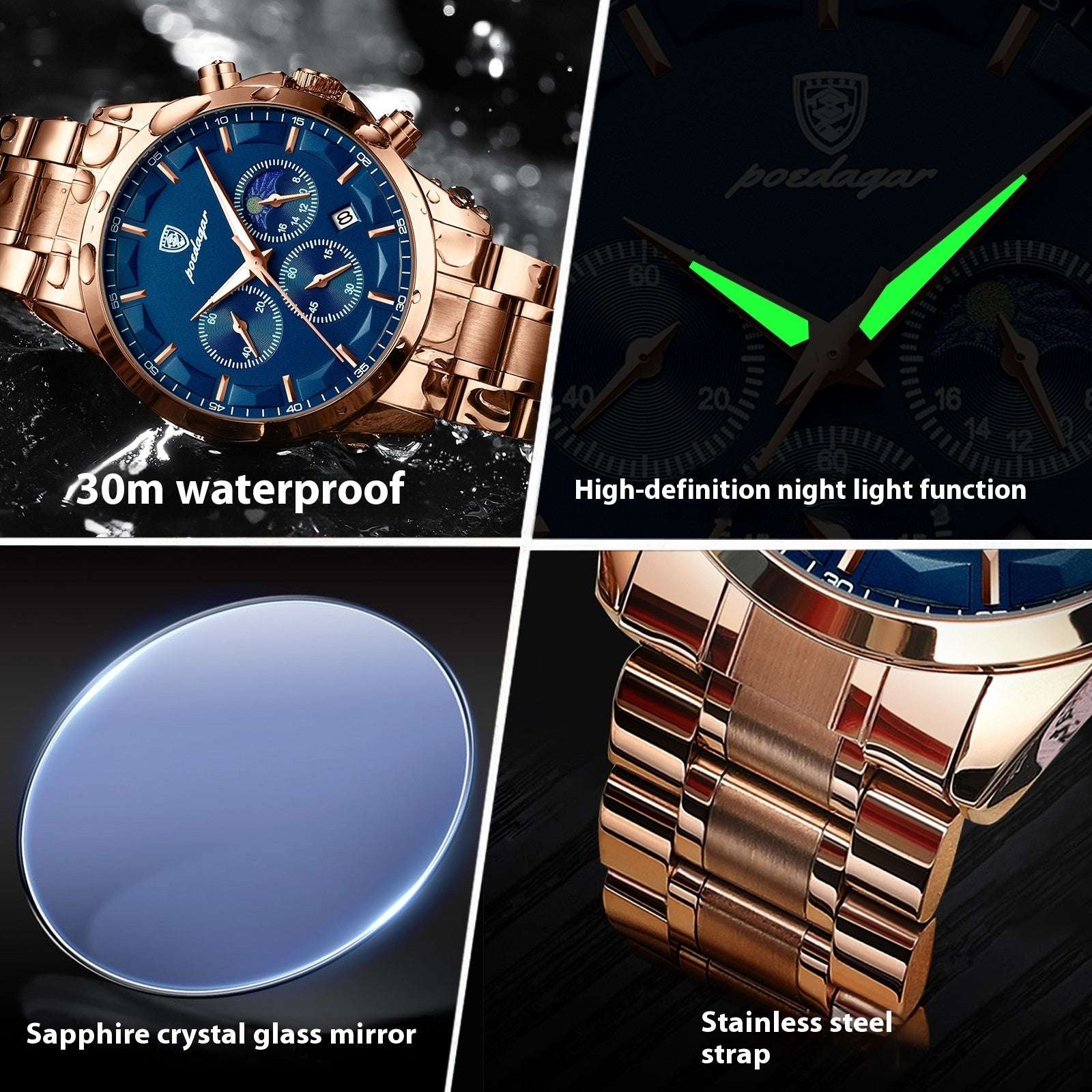 Waterproof Multifunctional Men's Quartz Watch Sports - globaltradeleader