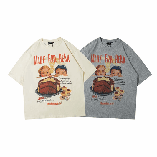 Figure Print  Heavy Short Sleeve T-shirt Men's Loose Half Sleeve