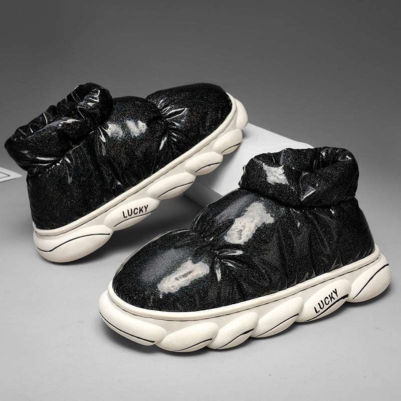 Cotton Slippers Men Can Wear Outside In Winter Plus Velvet Warm Shoes - globaltradeleader