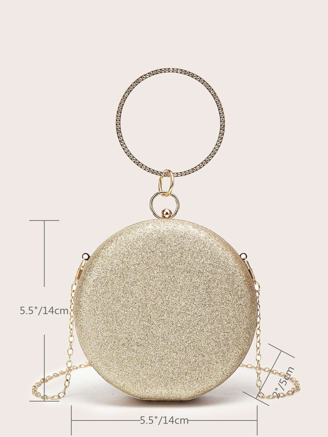 Diamondencrusted Handheld Round Box Bag Chain Evening