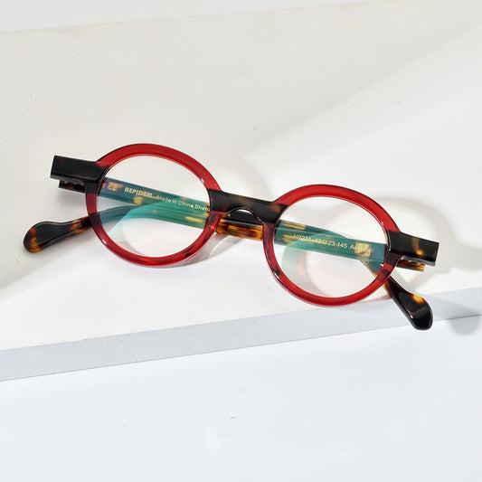 Retro Round Transparent Red Myopia Lens Frame