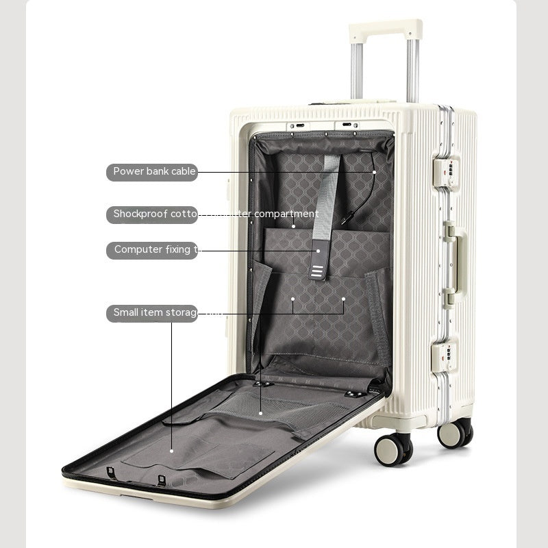 Trolley Aluminum Frame Large Capacity Front Opening Luggage - globaltradeleader