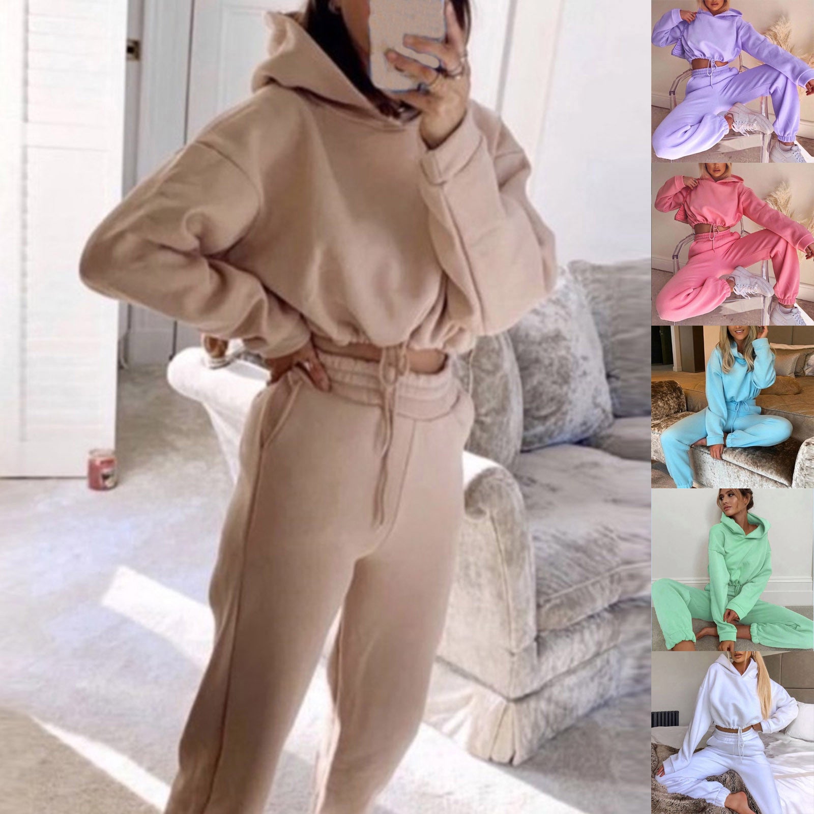 Jogging Suits For Women 2 Piece Sweatsuits Tracksuits Sexy Long Sleeve HoodieCasual Fitness Sportswear - globaltradeleader